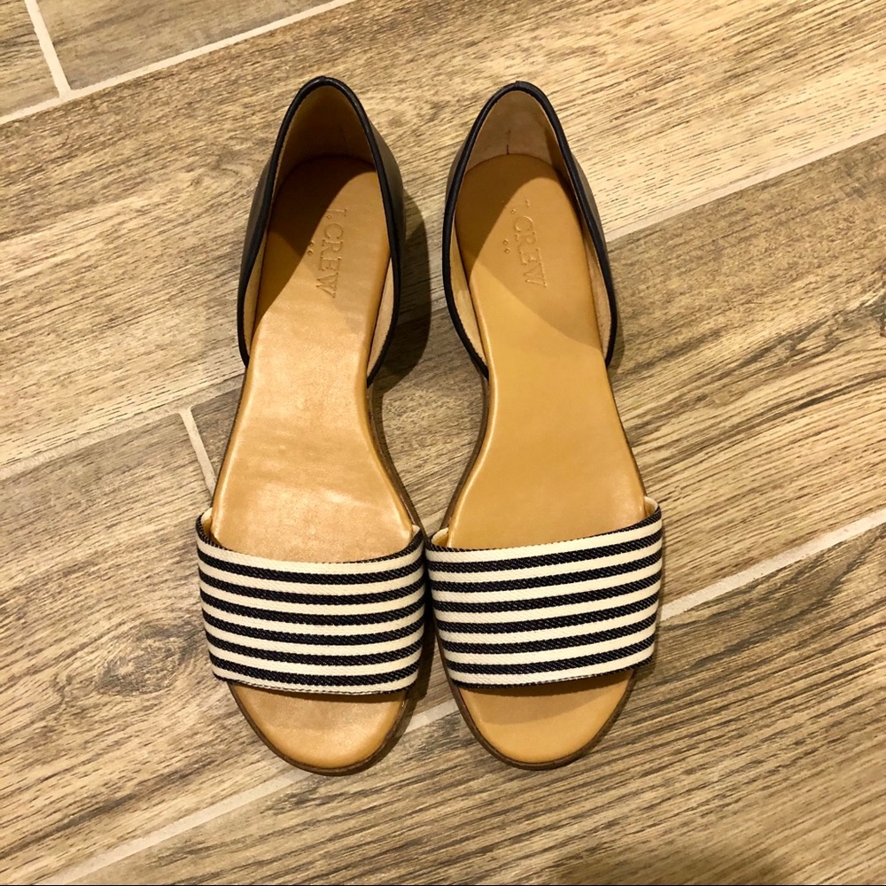 J. Crew Morgan Stripe Peep Toe Flats